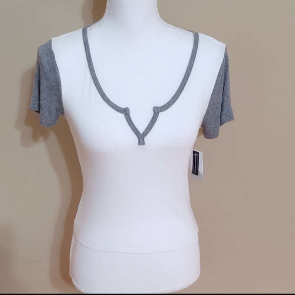 B.P White & Grey Crop Tee